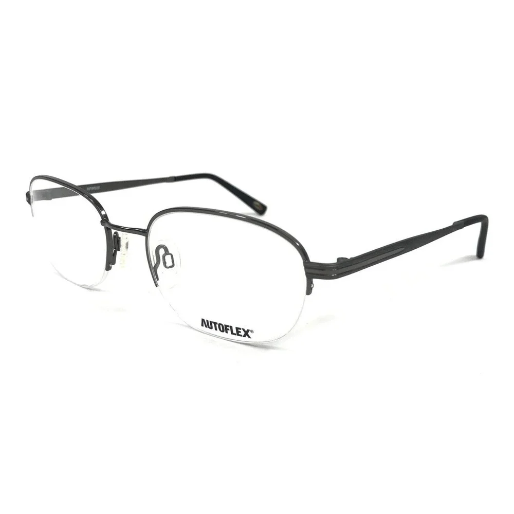 Autoflex Eyeglasses Frames SIR DUKE 033 Gunmetal Gray Round Half Rim 53-19-140